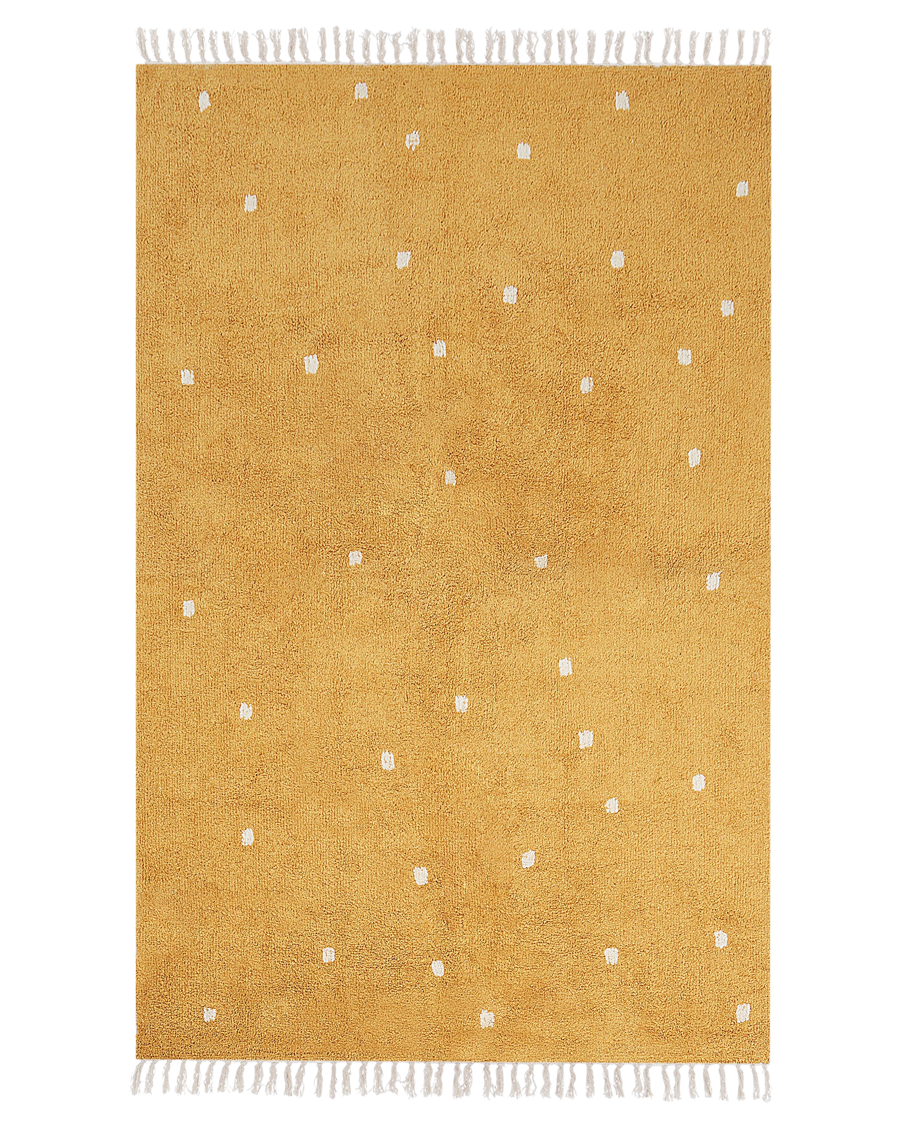 Vloerkleed ASTAF Mosterdgeel 140 x 200 cm Katoen