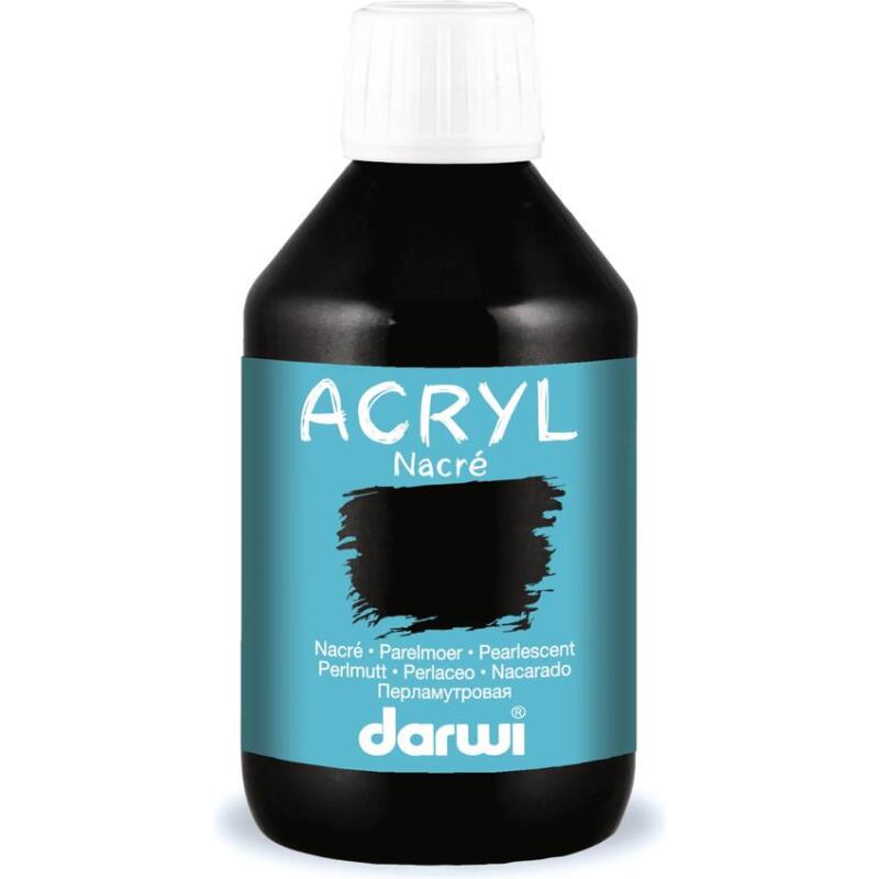 Darwi Flacon de 250 ml de Peinture Acrylique Universelle Nacrée - Noir