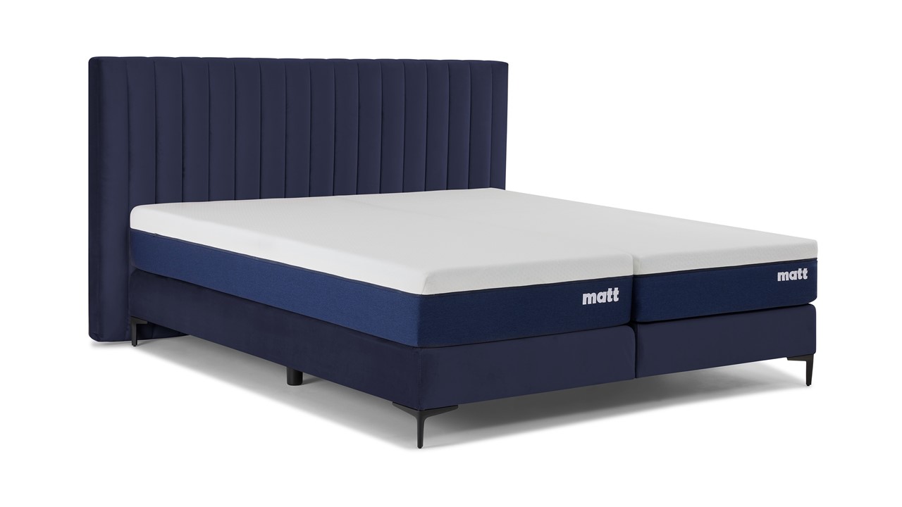 Matt Sleeps Boxspring Velvet stroken met matras Matt blauw