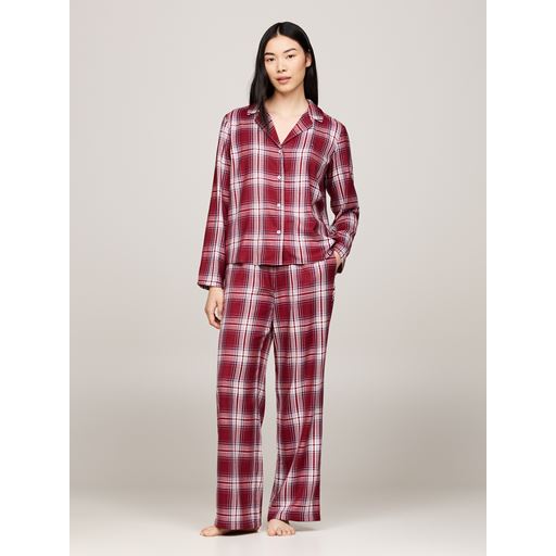 Tommy Hilfiger Flannel Pyjamassæt, Plaid Check Deep Rouge, L