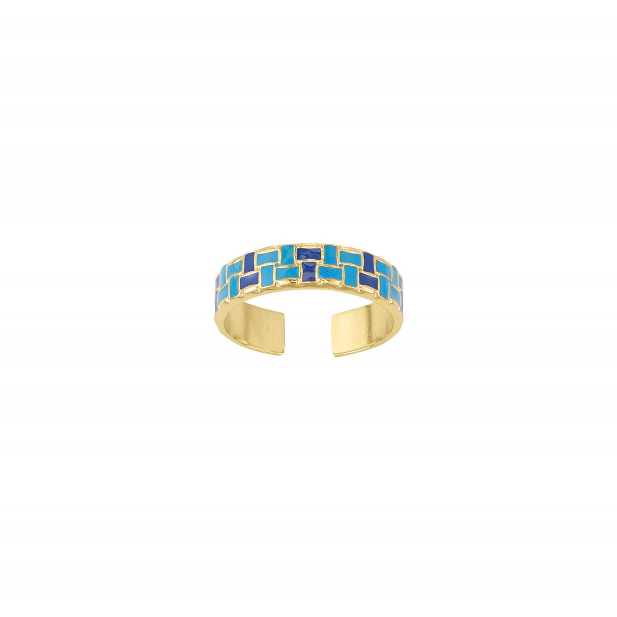 Bague Rio bleue acier doré or