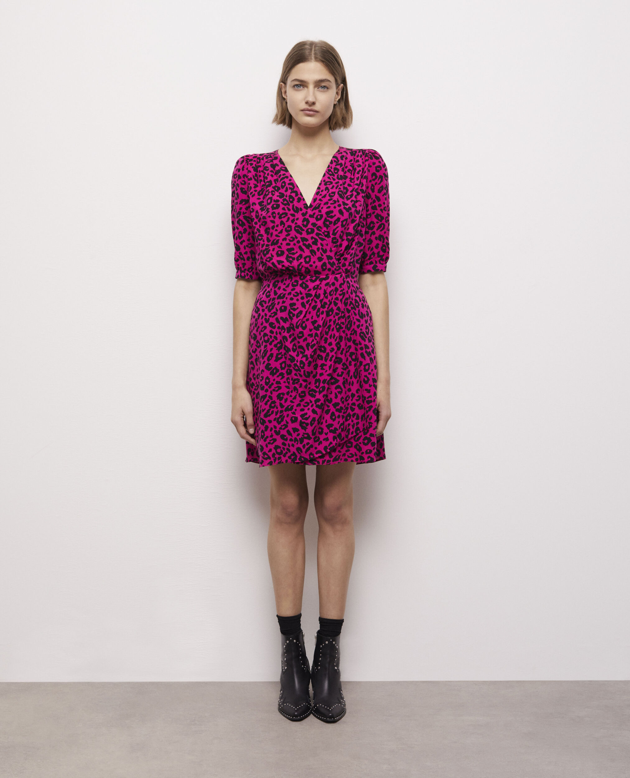 Robe portefeuille courte imprimée