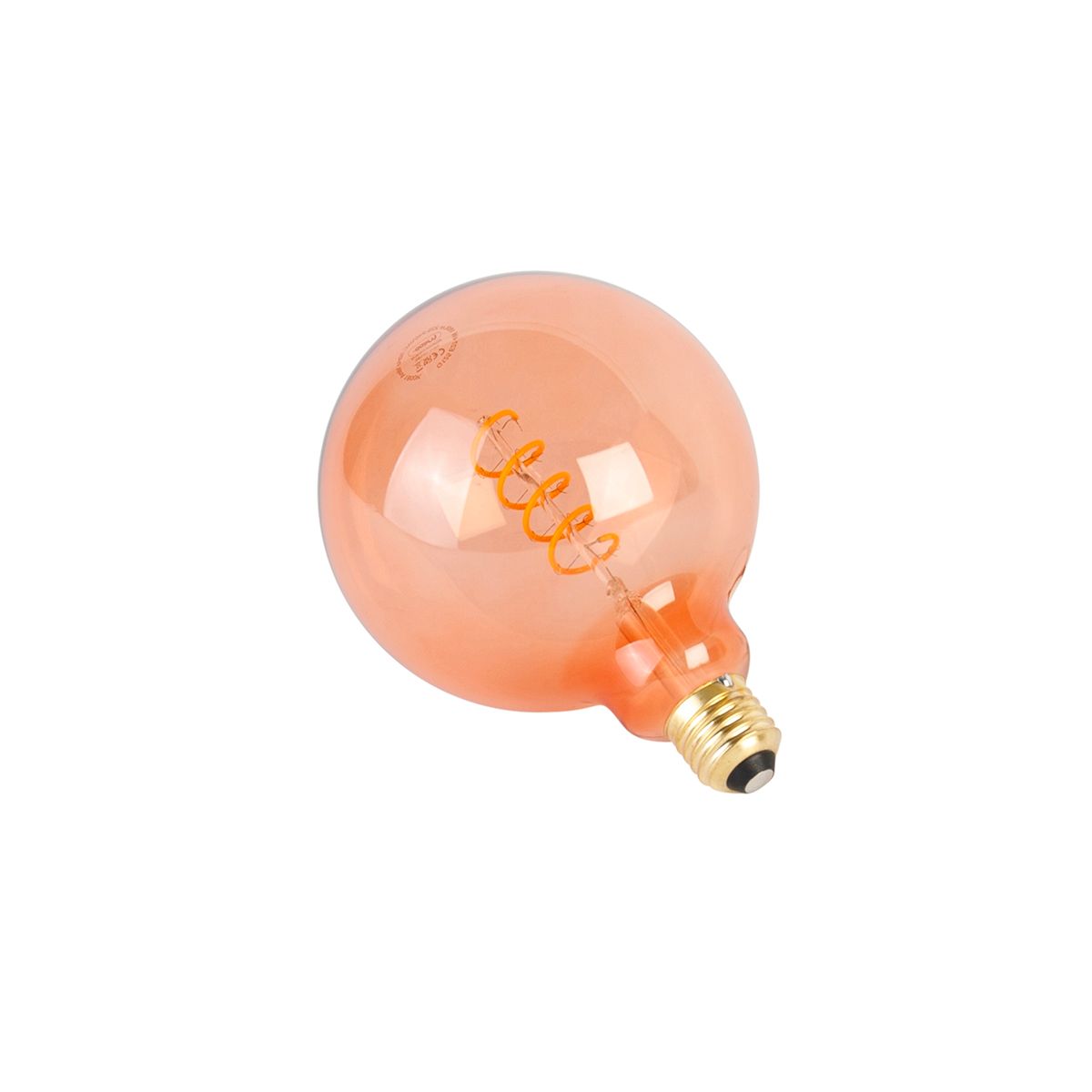 E27 dimbare LED spiraal filament lamp G125 roze 4W 180 lm 2100K