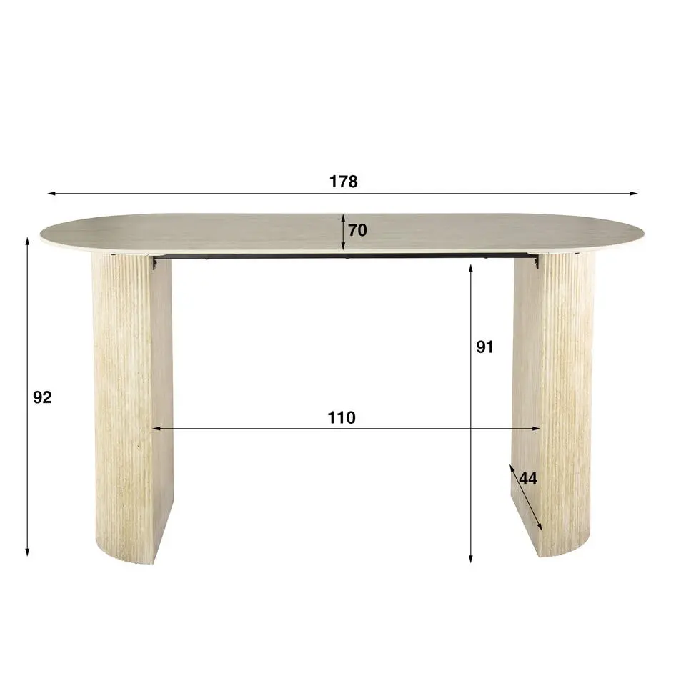 Bartafel Ovaal - Keramiek Travertin - 178x70x92cm - Romano