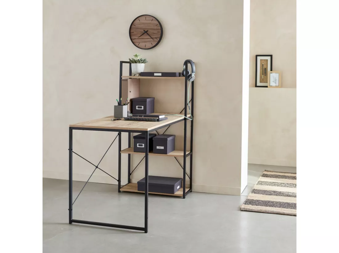 Bureau bibliothèque. Loft. 1 bureau. 3 étagères L 113 cm x l 60 cm x H 120 cm