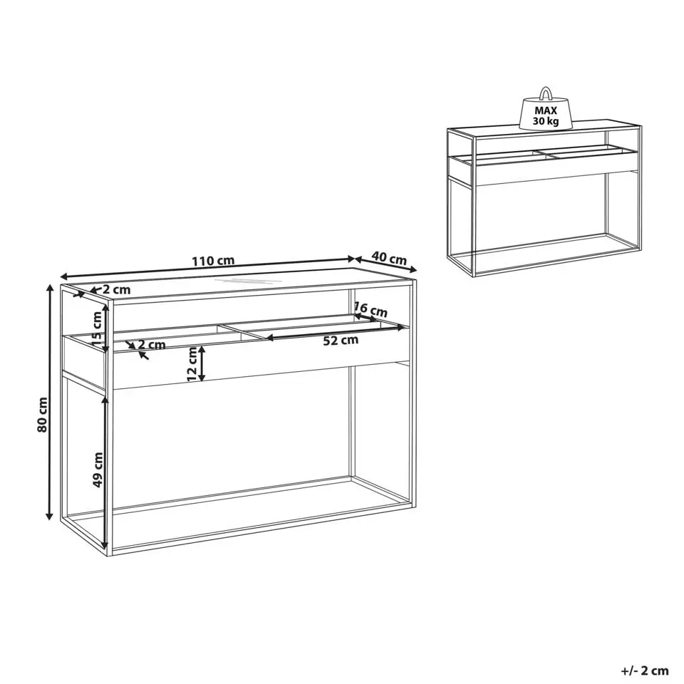 WACO - Consoletafel - Zwart - Metaal