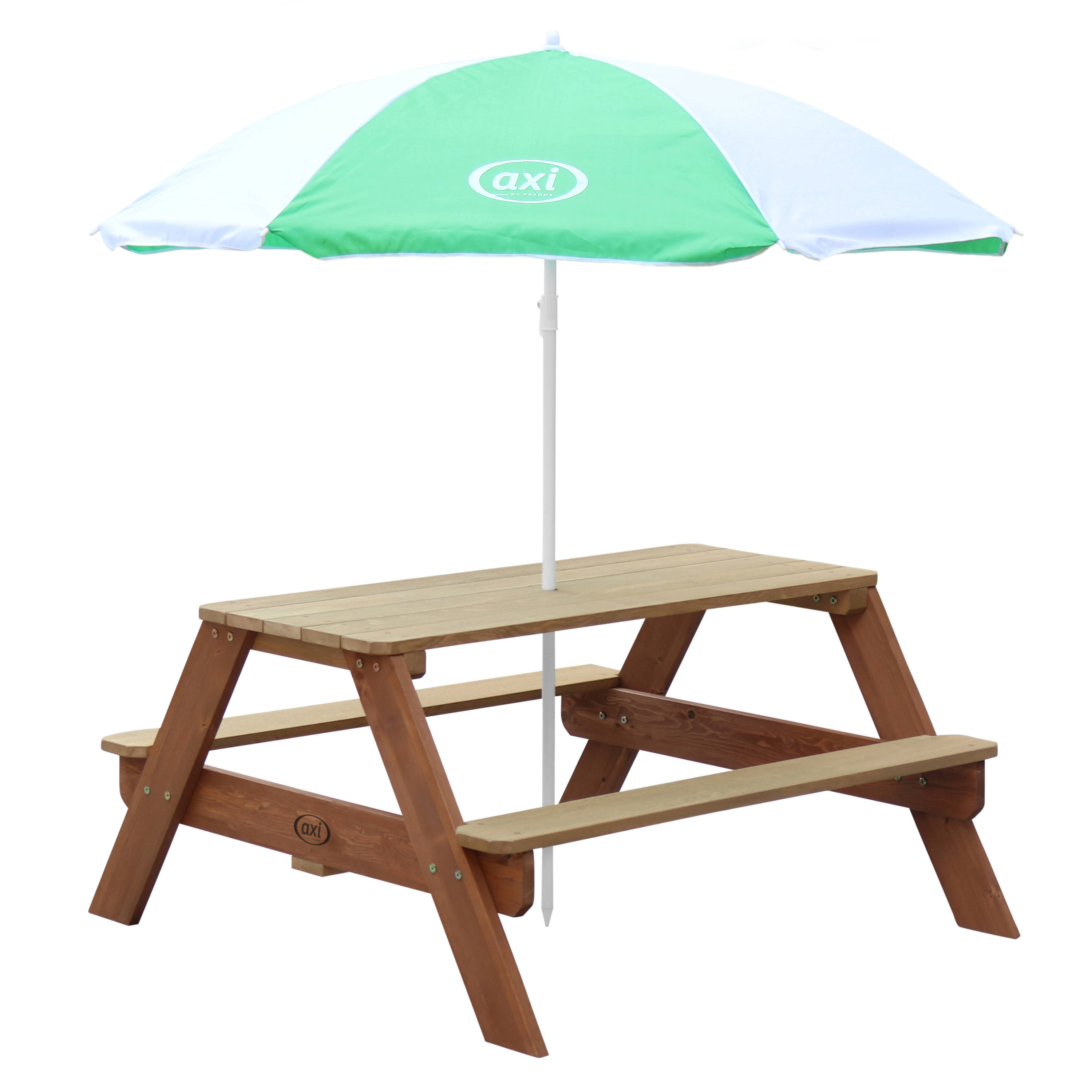 Axi Nick Picnic Table Brown - Umbrella Green/white