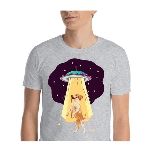 Camiseta masculina Mascochula, personalizada com seu animal de estimação, cinza.