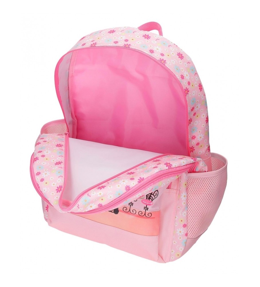 Roll Road Mochila Escolar Roll Road Coffee shop Dos Compartimentos con carro rosa