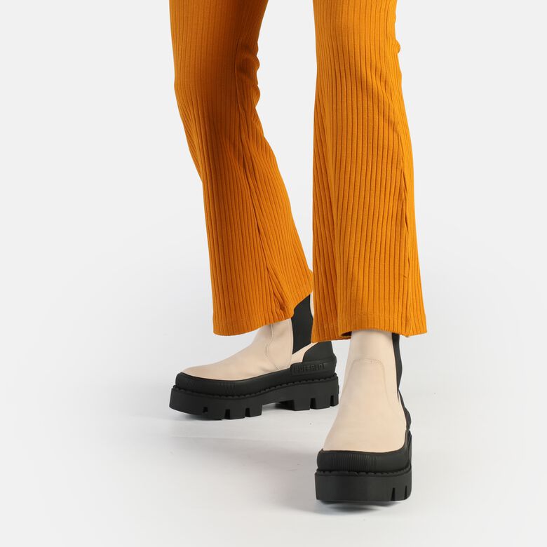 Raven Chelsea Bottines vegan, crèmenoir