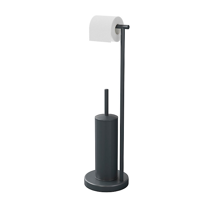Serviteur WC GoodHome Elland en acier coloris ébène l.19 x P.19 x H.68,5 cm