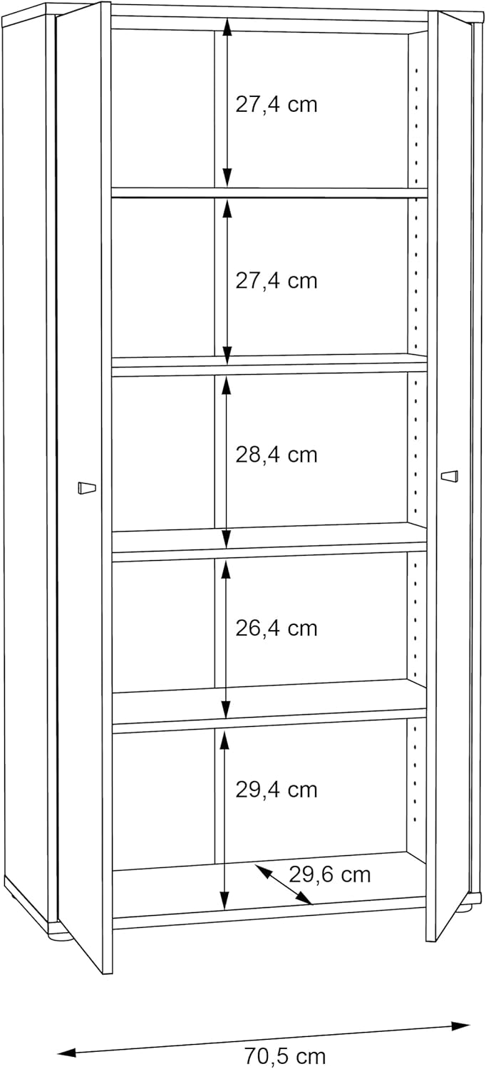 FORTE TEMPRA 2 Kommode mit 2 Türen, Holzwerkstoff, Artisan Eiche Dekor, (B x H x T) 73,7 x 149,5 x 34,8 cm