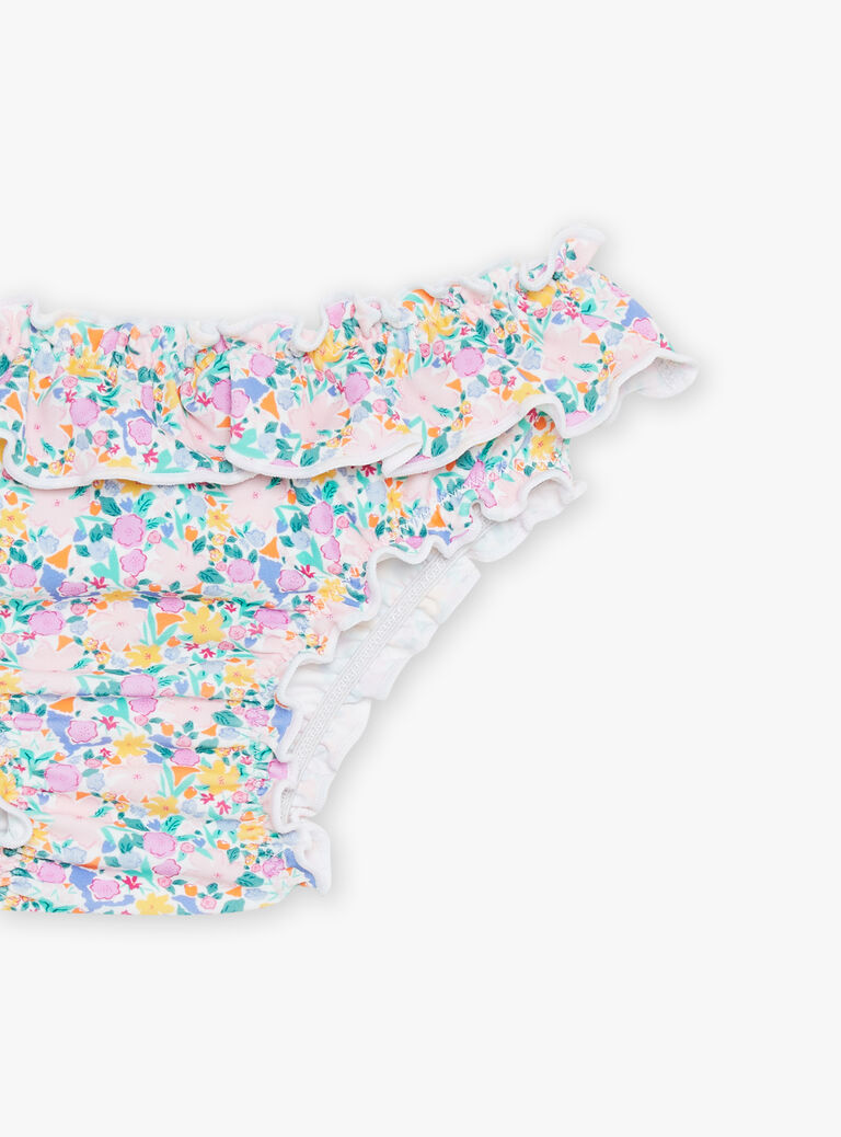 Maillot de bain rose et vert à imprimé fleuri