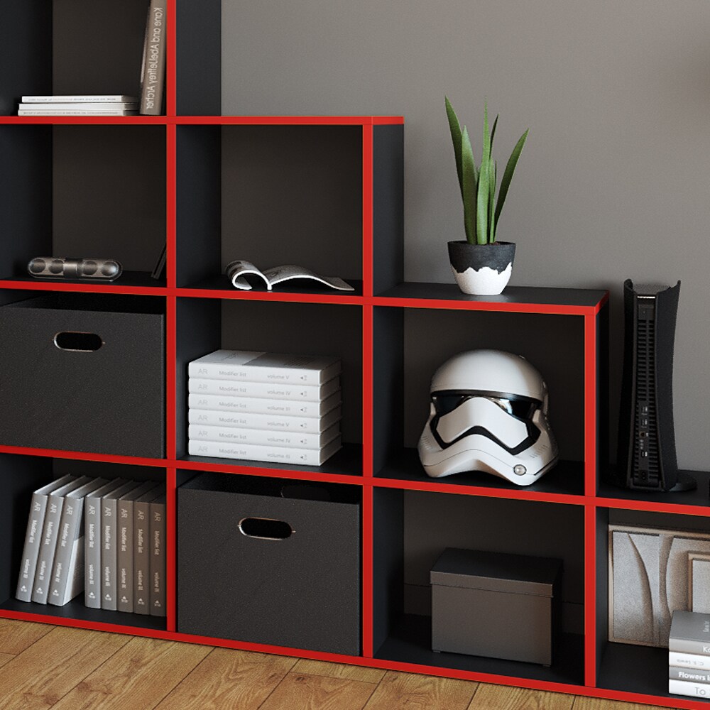 Vicco Treppenregal Raumteiler Stufenregal 10 Fächer Schwarz/Rot Bücherregal