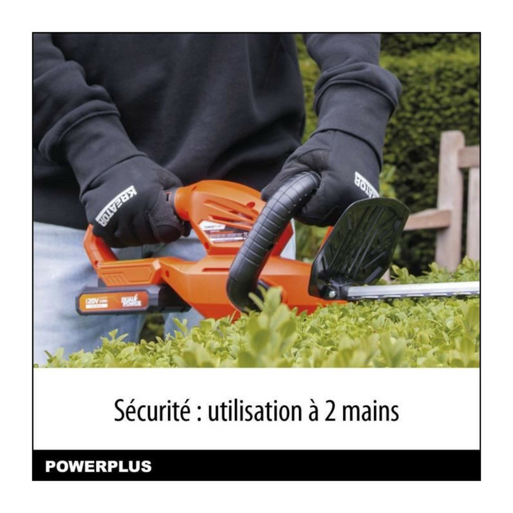 Taille-haies a batterie 20v dual power powdpg7531 - lame 580 mm, écartement 18 mm - livré sans batterie ni chargeur