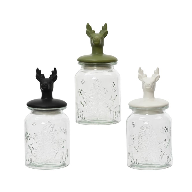 Aufbewahrungsglas - aus Glas - Hirsch - ca. Ø 10,8 x 23,5 cm - 1 Stück