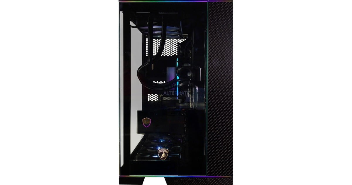ALTERNATEThunderstorm Xtreme Lamborghini Ryzen 7 – RTX 5090 gaming pc  (Zwart | R7 9800X3D | RTX 5090 | 64 GB | 2 TB SSD + 2 TB SSD)