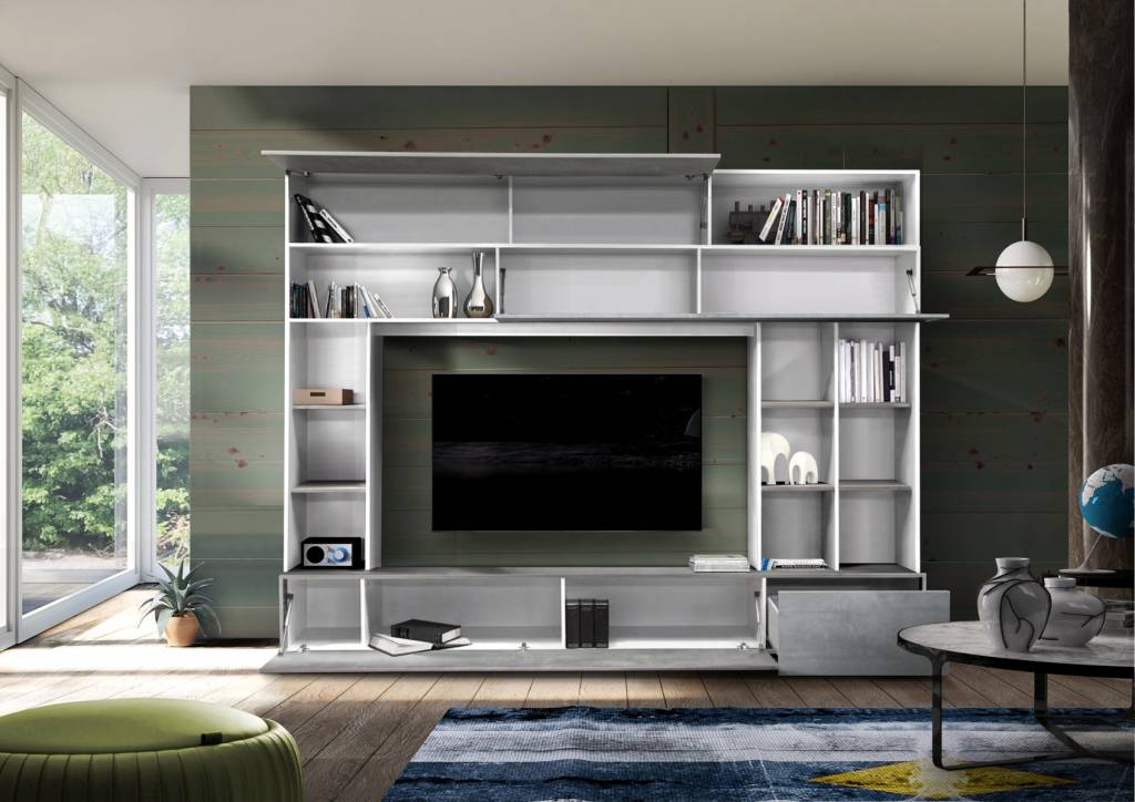 Benvenuto Design Pratiko TV wandmeubel Wit|Beton