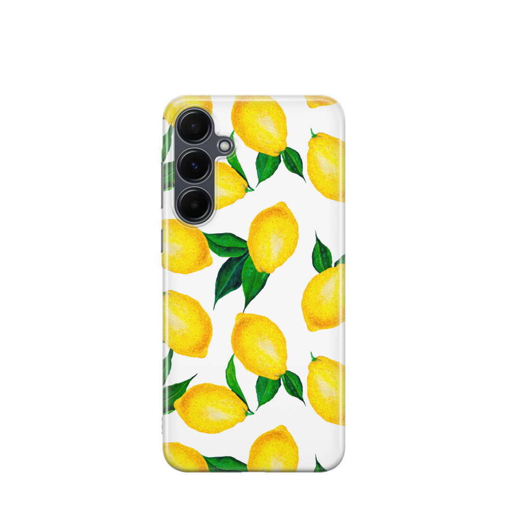 Samsung Galaxy A55 Gummi Hülle Zitronenzeit - Weiss