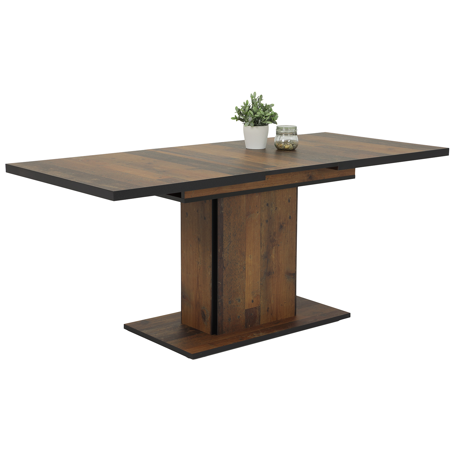 Esstisch - Old Wood Vintage-schwarz - ausziehbar bis 180 cm