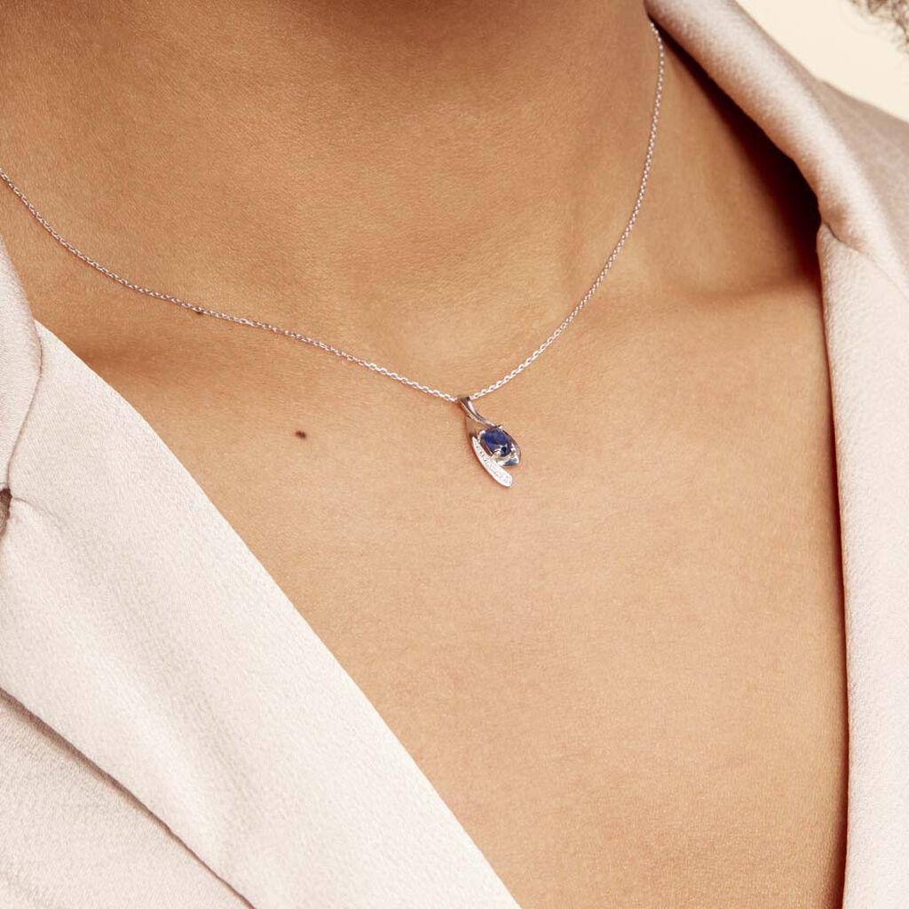 Collier Sagesse Or Blanc Saphir Et Diamant
