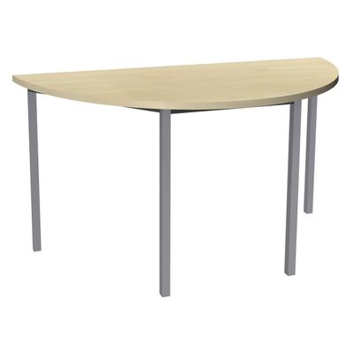 Table de réunion Demi-lune - 120 x 60 cm - Pieds carrés aluminium - imitation érable