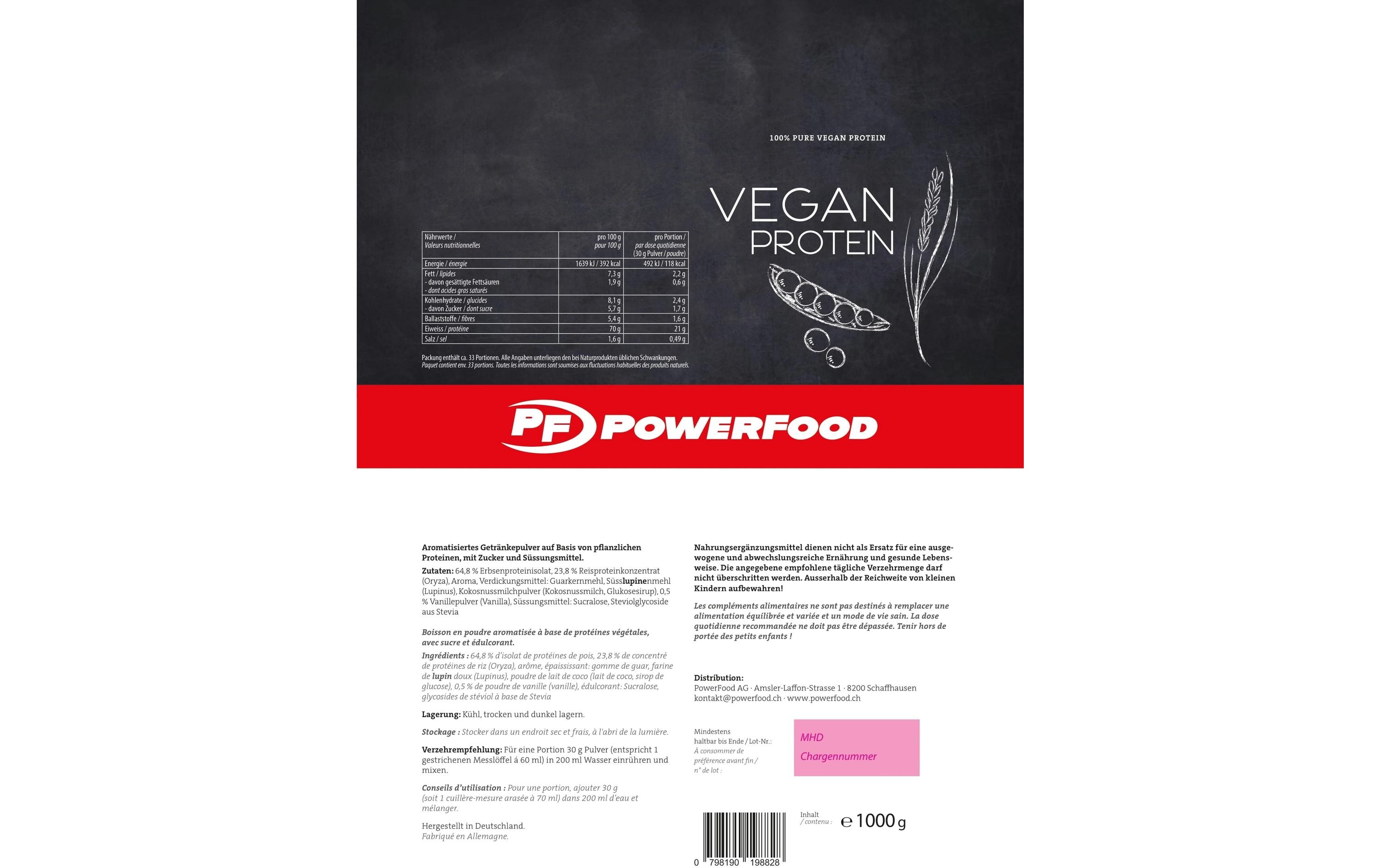 Pulver Vegan Vanille 1000 gVeganes Eiweisspulver