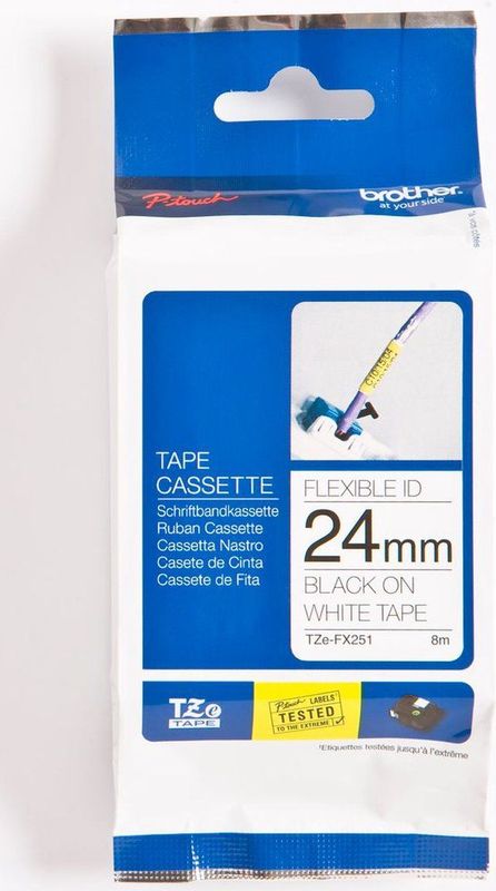 Brother - TZe-FX251 - ID Tape - Zwart op Wit - 24 mm - 8 Meter