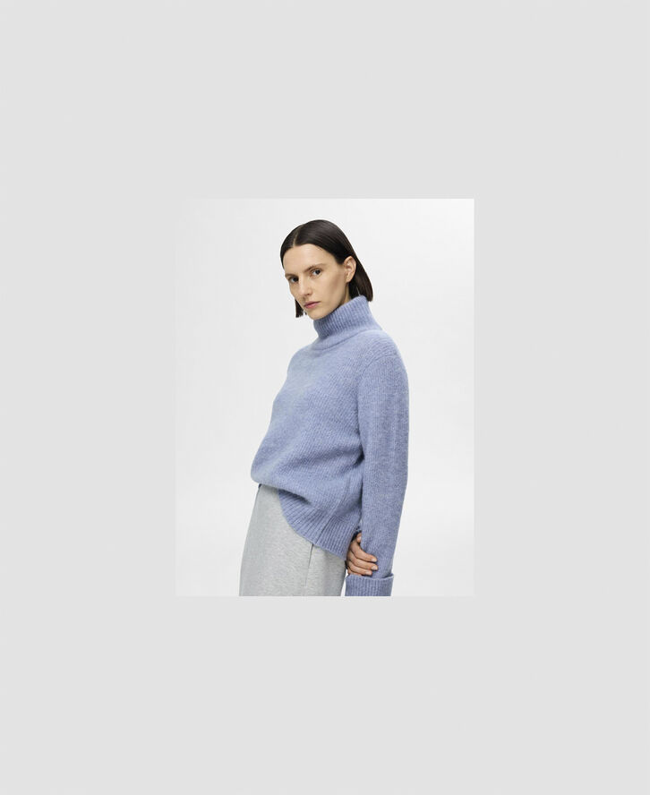 Selected Femme SLFSIA RAS LS ALPACA BLEND KNIT HIGH NECK Endless sky/melange