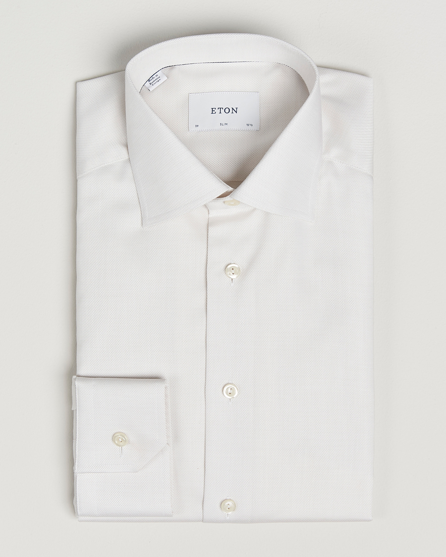 Eton Slim Fit Fine Twill Shirt Light Beige