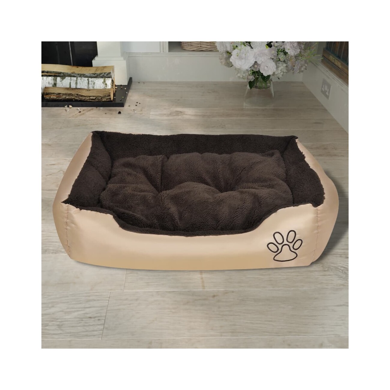 VidaXL Hundebett beige und dunkelbraun 48 cm, 48 cm, 18 cm