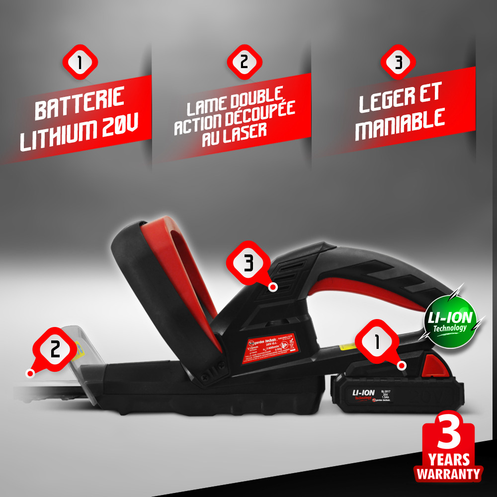 Taille haies rechargeable 20v lithium