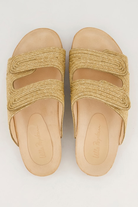 Raffia-Sandalen, Klettriemen, Kork-Tieffußbett, Weite H