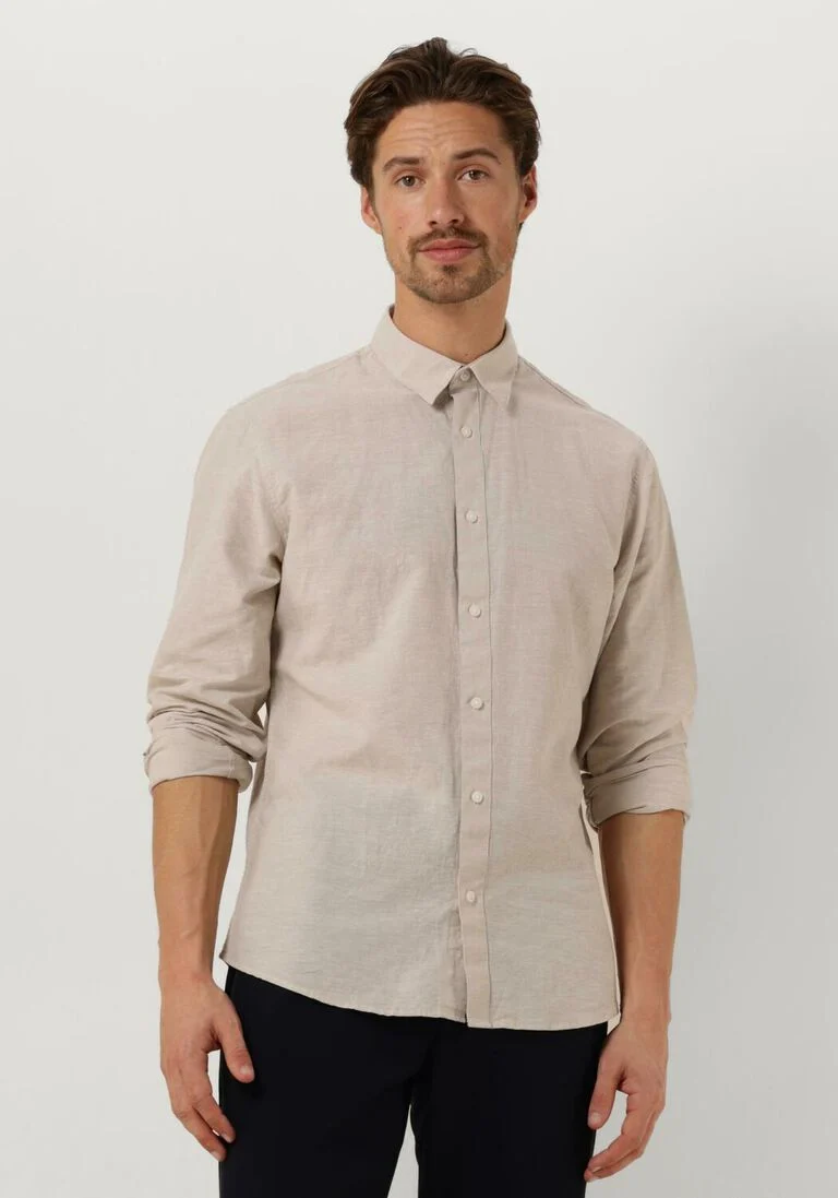 SELECTED HOMME beige selected homme casual overhemd slhslimnew-linen shirt ls noos