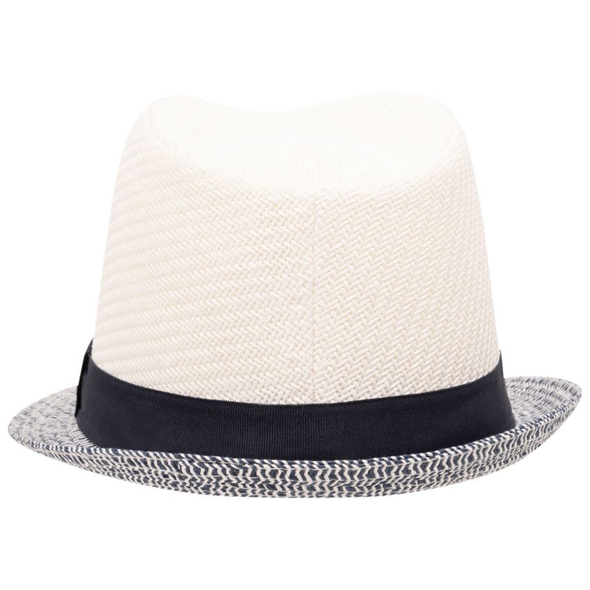 Borsalino en paille bicolore à galon tissé pour garçon - Blanc