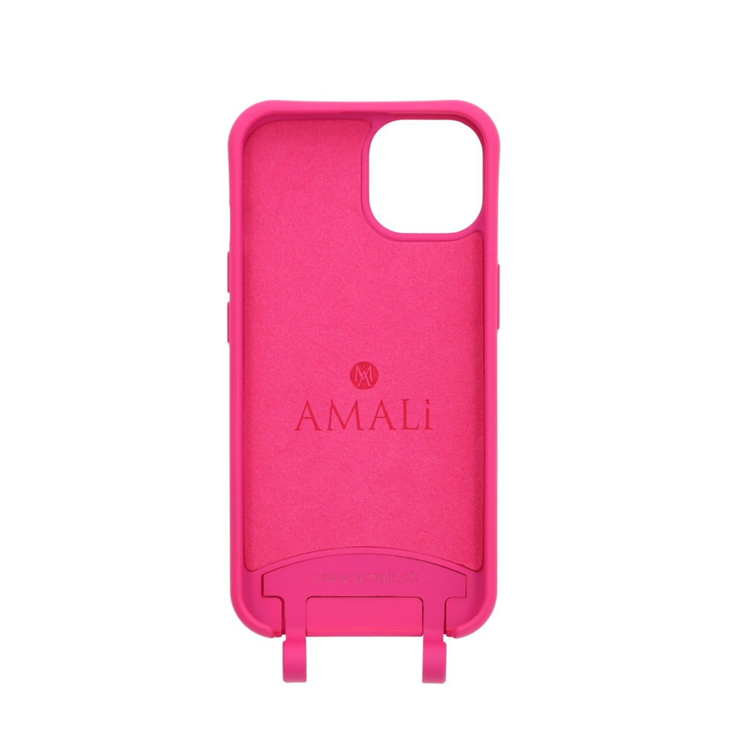 iPhone 14 Handy Hülle Elegantes Case mit abnehmbarem Necklace Adapter - Hot Pink / Gold
