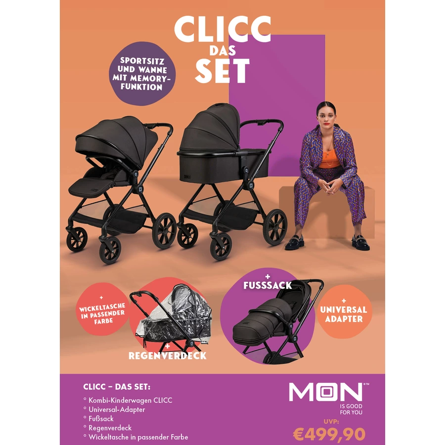 MOON Kombikinderwagen Clicc black melange