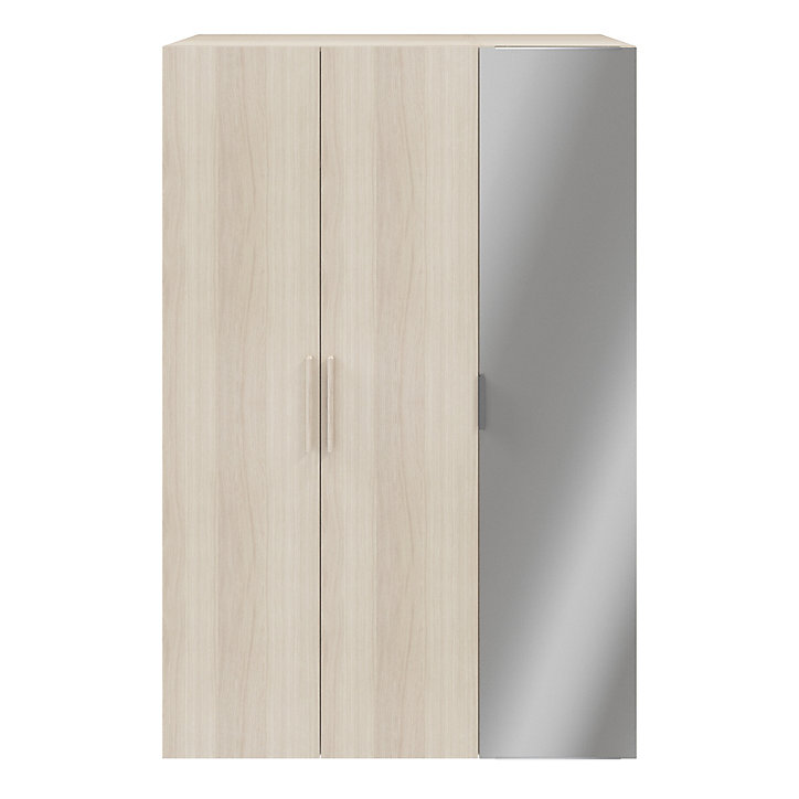 Armoire penderie portes battantes miroir et effet chêne GoodHome Atomia H. 225 x L. 150 x P. 60 cm