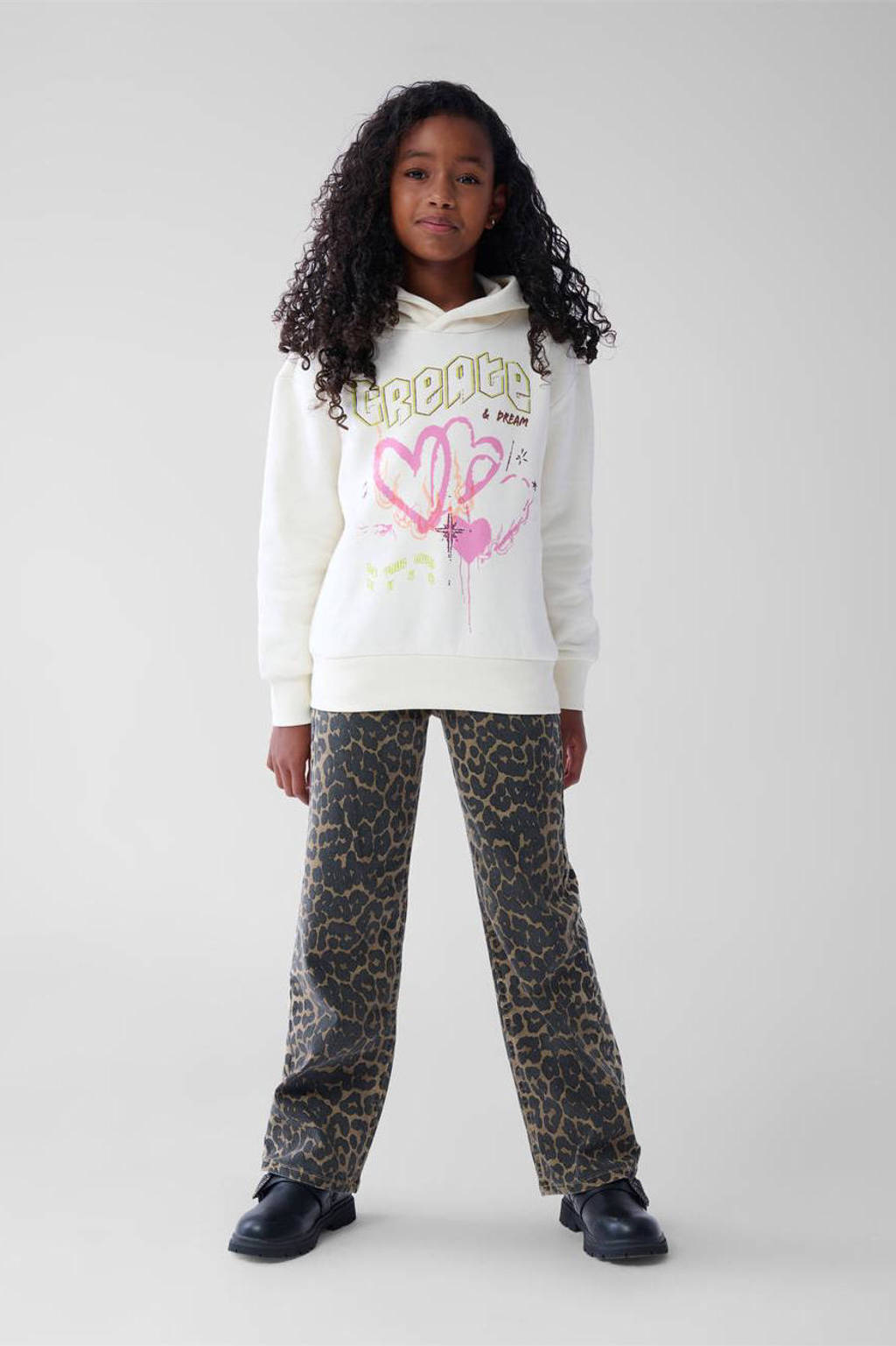 Shoeby sweater offwhite/roze/geel