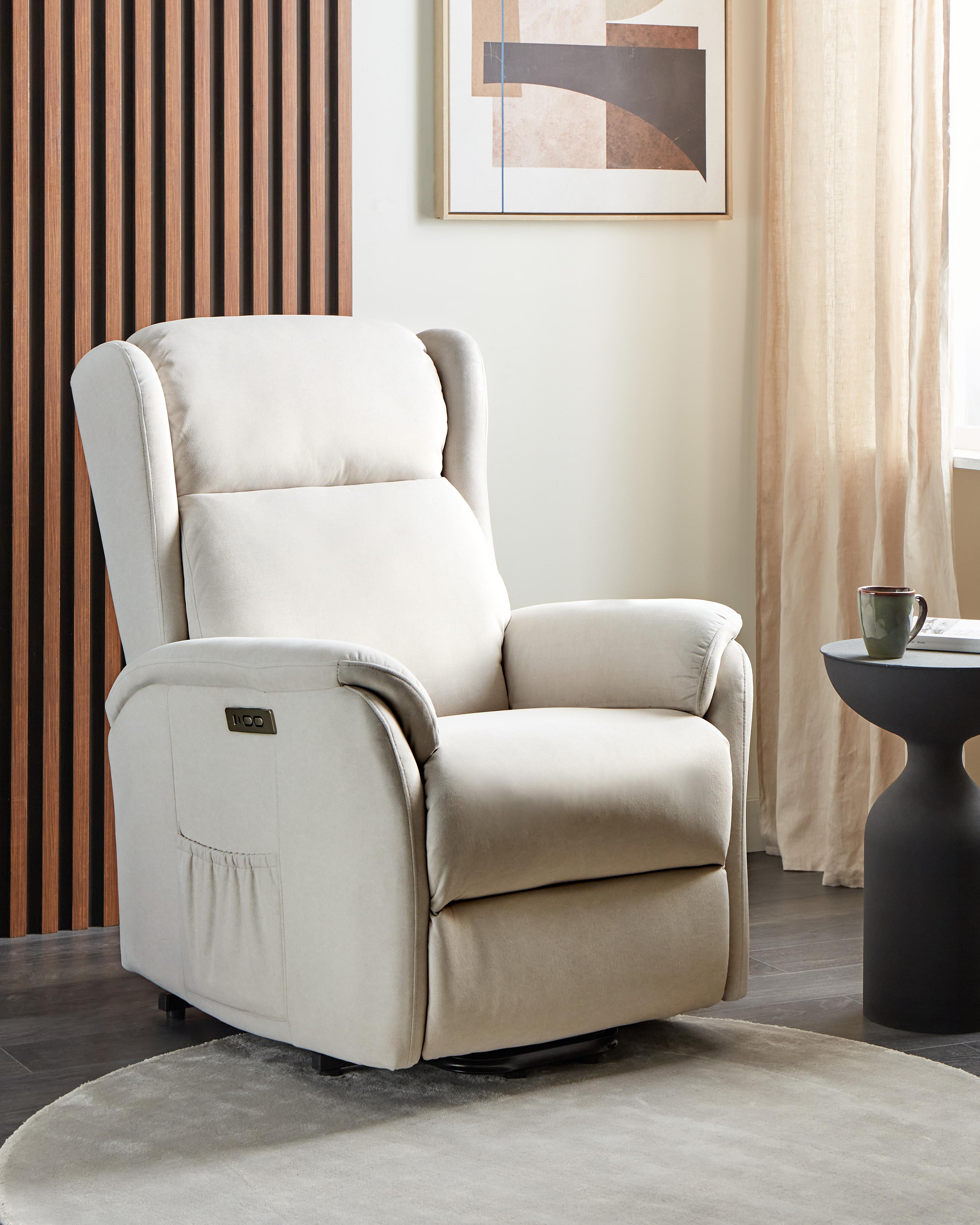 Elektrische relaxfauteuil ELEGY inclusief voetensteun Stof Lichtbeige
