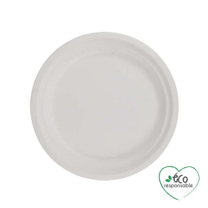 SET 12 ASSIETTES RONDES CANNE A SUCRE 18CM BLANC
