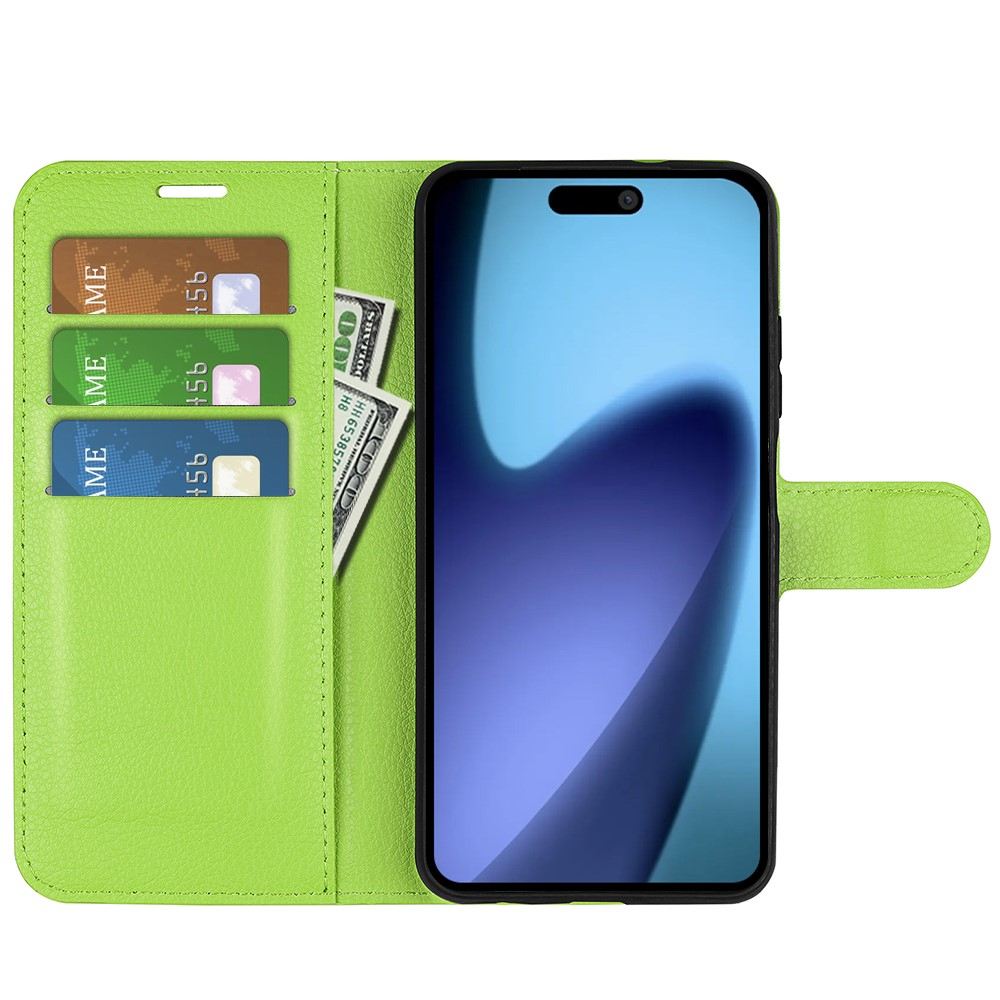 iPhone Air Leder Tasche Flip Cover Litchi Look - Grün