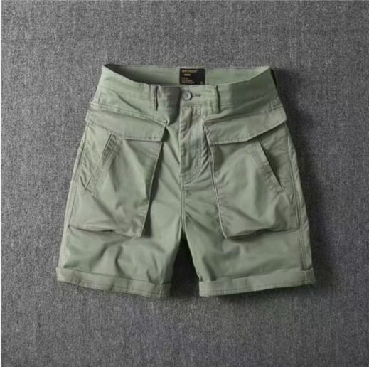 Double White - Mid Rise Plain Cargo Shorts