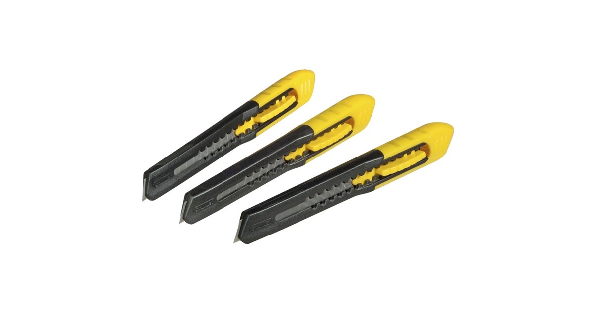 StanleyAfbreekmes SM 9mm, 3 stuks stanleymes  (Geel/zwart)