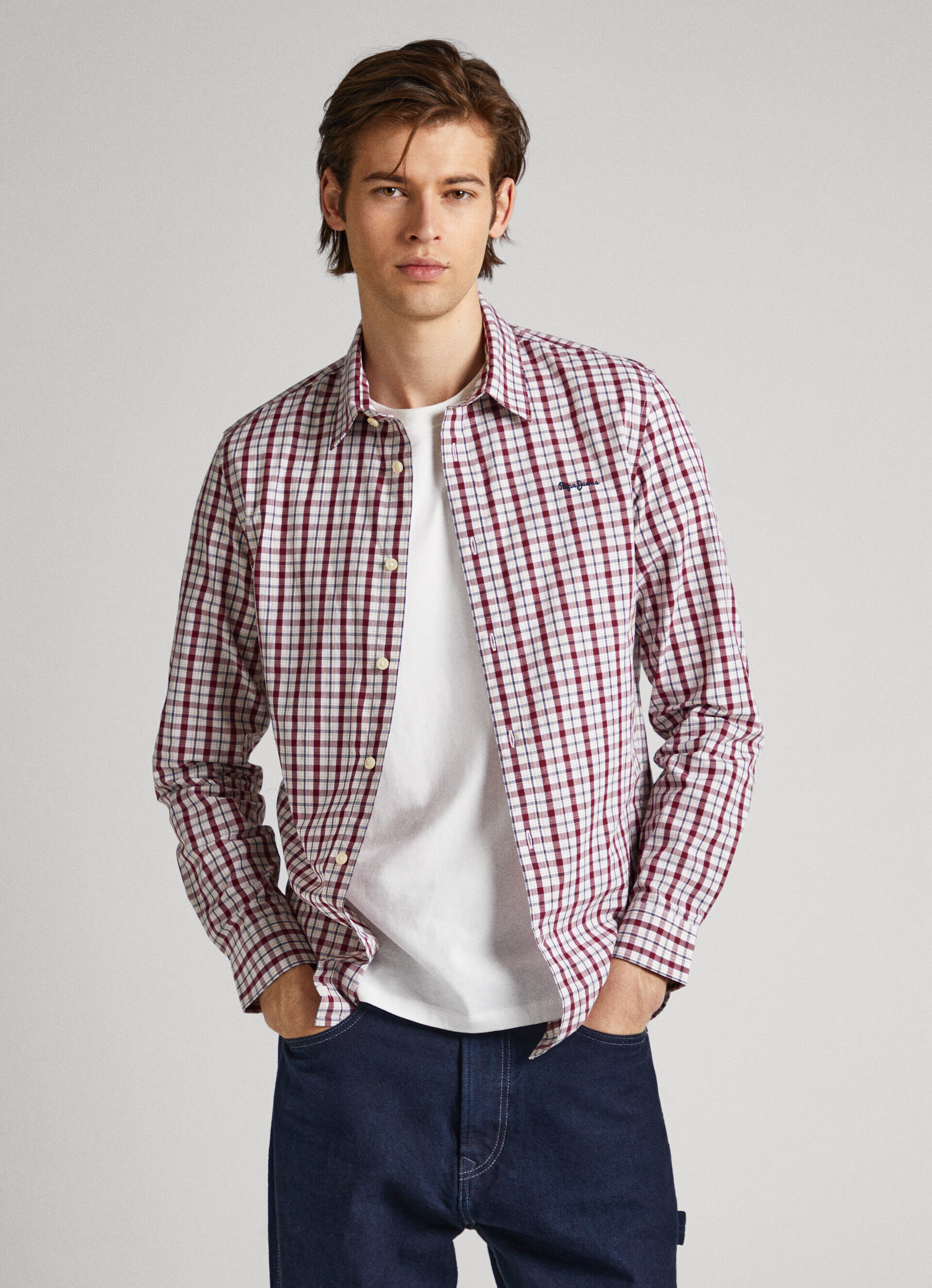 CAMISA XADREZ DE POPELINE, CORTE SLIM - multicolorida