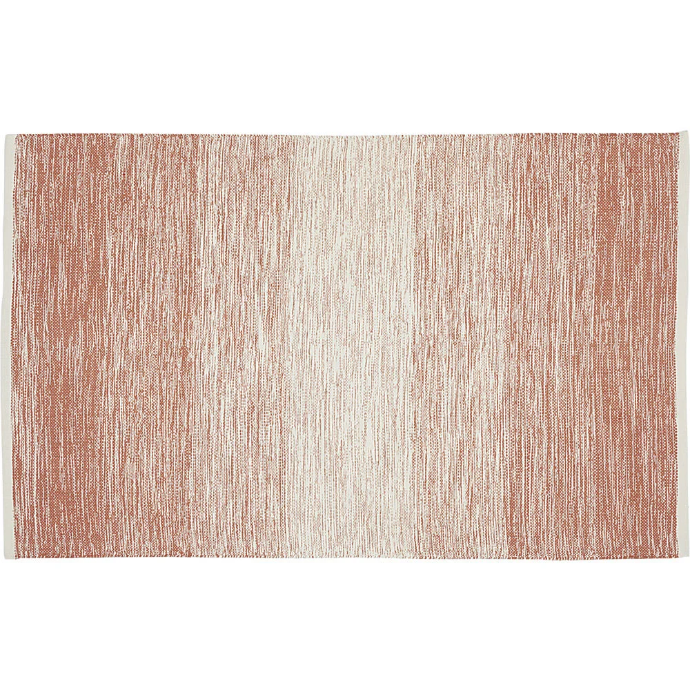 Tapis rectangulaire rayure blanche et rouge teck