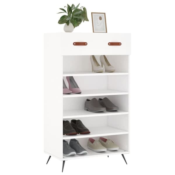 vidaXL Skohylle hvit 60x35x105 cm konstruert tre