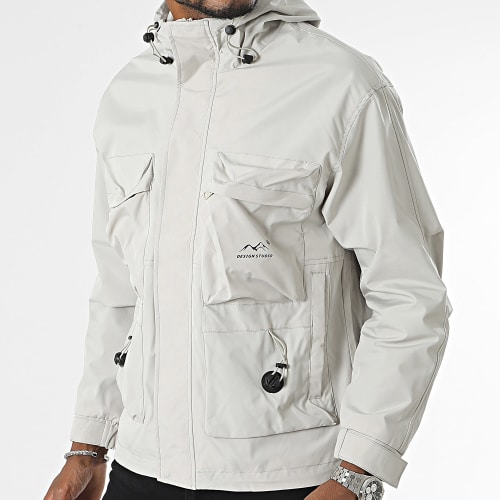 Veste Zippée Capuche Gris Clair