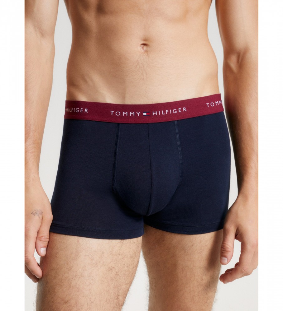Conjunto de 3 cuecas boxer Tommy Hilfiger Essential com inscrição azul-marinho
