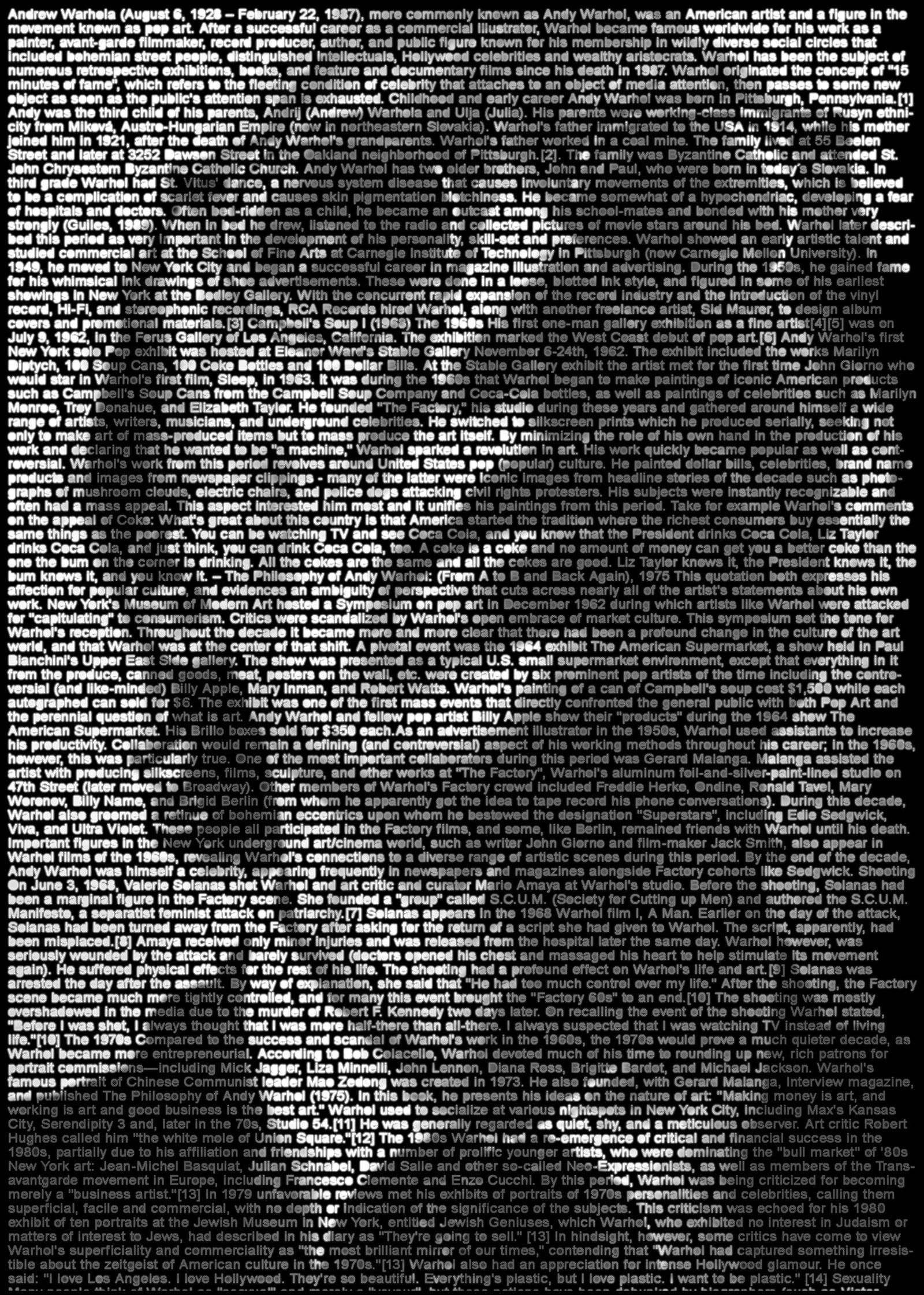 Andy Warhol by Ralph Ueltzhoeffer - Limited Edition. Edition of: 100. Signed.